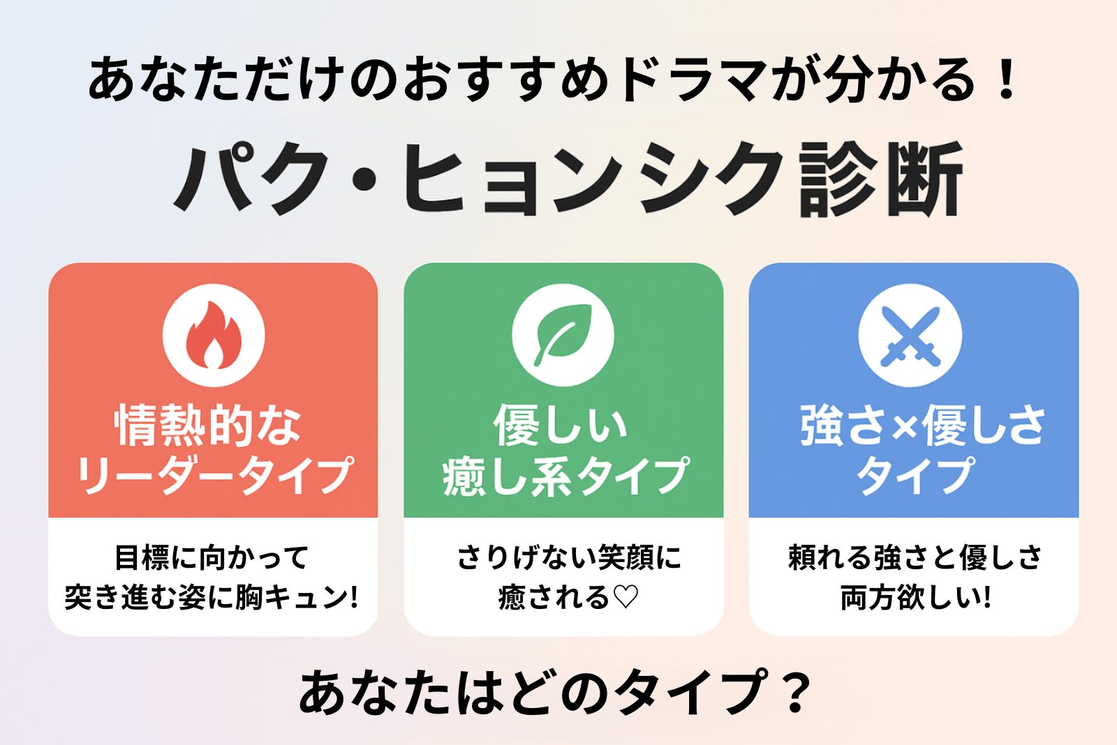 質問に答えるだけで分かるパクヒョンシクおすすめドラマ診断
